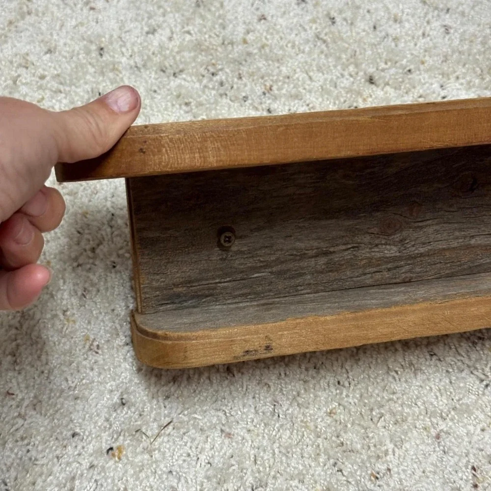 Rustic Reclaimed Barn Wood Floating Wall Shelf 16 Inch Picture Ledge Farmhouse